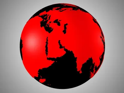 Solid Color Black Red Globe 3D model