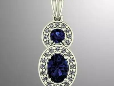 Pendant n 9 with sapphire and diamonds 3D print model