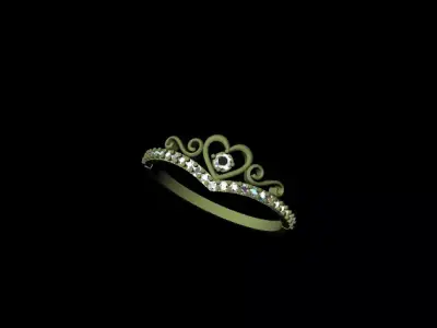 Heart Tiara Crown Ring 3D print model