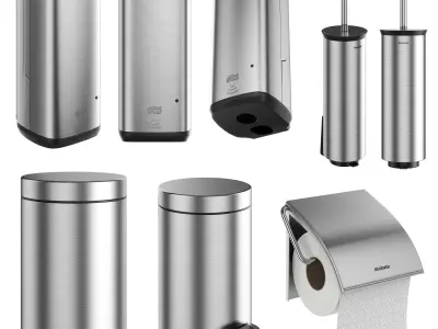 Public toilet accessories set 151 3D model