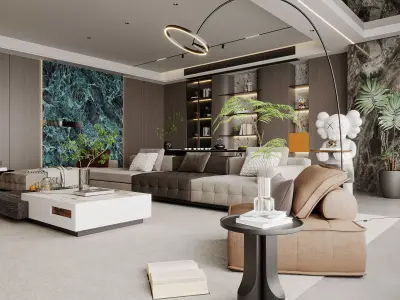 Modern living room 3D model 3D model