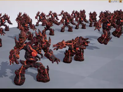 Magma golem low-poly game engine ready 3D model Low-poly 3D model