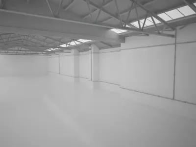 studio render empty warehouse with walls Low-poly 3D model