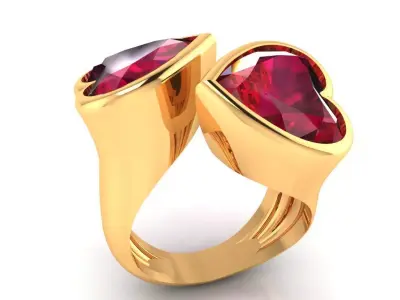 Women Ring 55 valentine love hearts diamond cut women ring 3D print model