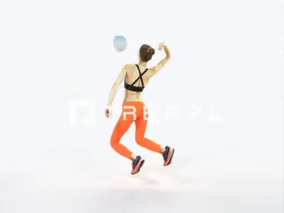 Beauty 17F Jumping Smashing Jumping Sports Woman Low-poly 3D model