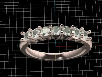 Womans Ring with 7 gems 3D print model