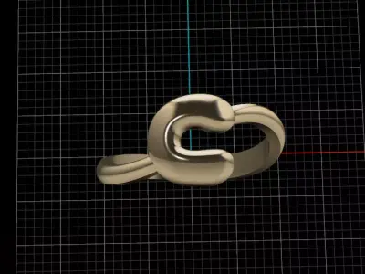 C alphabet baypass ring 3D print model