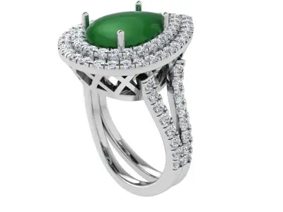 Pear Double Halo Ring 3406 3D print model