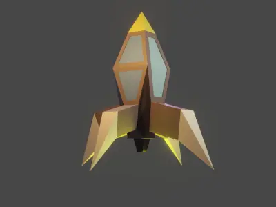 Low poly space rocket for free Free low-poly 3D model
