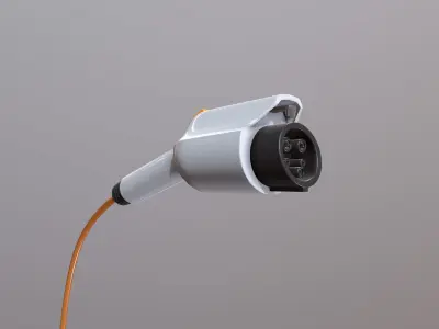 Electric car charging plug Low-poly 3D model