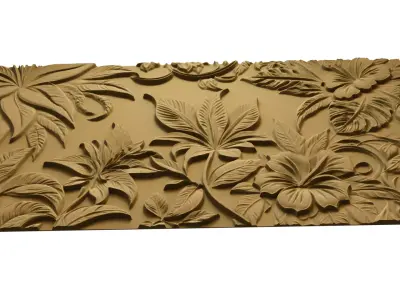 modern floral panel wall decor set relief stl mural CNC 303  3D model