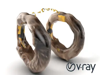 Luxury Fur Handcuffs with Gold Details model pack Low-poly 3D model