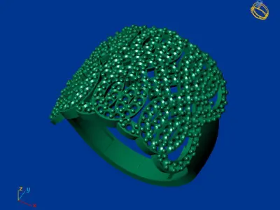 Women Stone Rings Diamond 3D print model 7