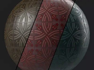 Stone Wall Materials 111- Ornament Ceramic Tile - Pbr Seamless Texture