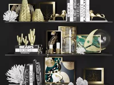 Luxury Decorative Set with Gold and Black Accessories 3D model