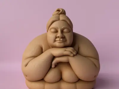 Chubby Woman Lying Down Sculpture 3D print model