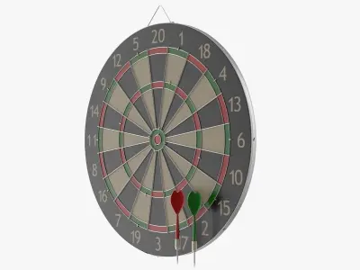 Dartboard dart board with two darts Low-poly 3D model