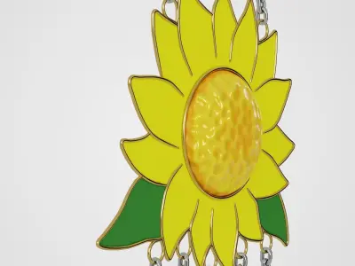 Sunflower Wind Chime Low-poly 3D model