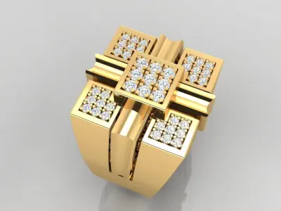 Ring M35 Mens luxury ring with gem 3D print model