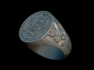 Angelic pentagram ring 3D print model