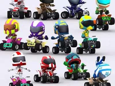 3DRT - chibii racers - quad bikes Low-poly 3D model