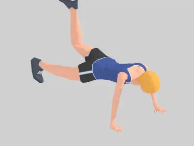 Beer Plank  Exercise Woman Animation Low-poly 3D model