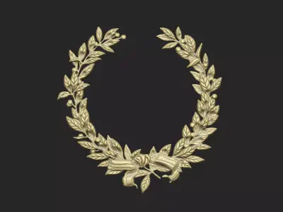 Wreath furniture interior vintage floral frame badge 3D print model