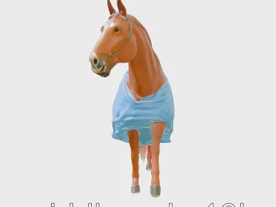 Chestnut Warmblood Horse with Energetic Pose Low-poly 3D model