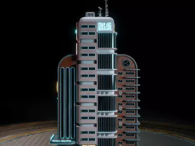 SCIFI ATOMPUNK BUILDING 08 Low-poly 3D model
