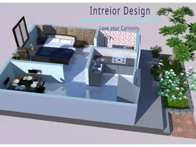 ONE BHK HOUSE PLAN WITH 3D MODEL 3D print model