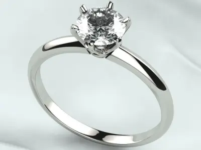 6mm Gemstone Tiffanys Style Gold Ring 3D print model