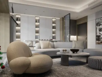 Modern Elegance Luxe Waterfront Living SketchUp model  Low-poly 3D model