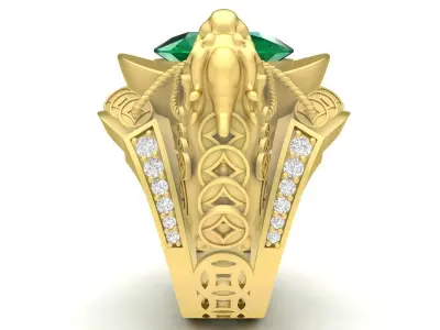 Luxury Dragon Oval Gemstone Ring Jewelry 3D Model  3371 3D print model