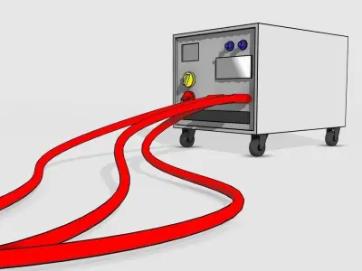 Cartoon style power generator with cable wires Low-poly 3D model