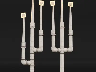 Candlestick set 8 three candle holders 3D model