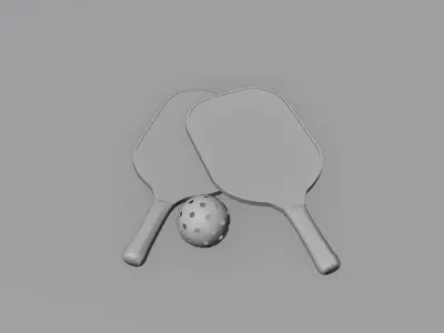 Pickle Ball Set Low-poly 3D model