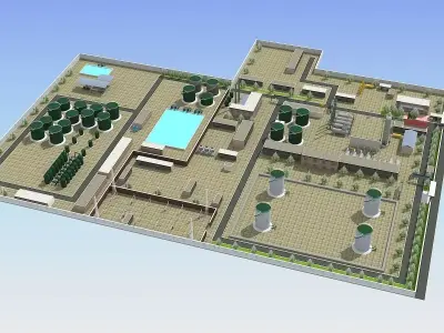 Wastewater Treatment Plant Low-poly 3D model
