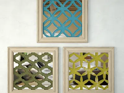 Lattice Square Wood Panel Wall Art 3D model