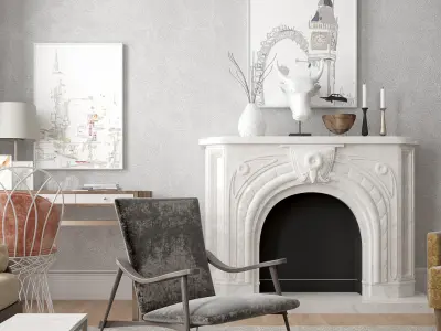 Redshift - C4D Scene files - Living Room Interior 3D model 3D model