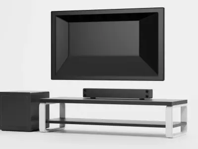 TV Unit with Flat Screen and Sound System V5 - Home Cinema Low-poly 3D model