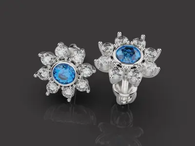  Diamond Earrings  0068 3D print model