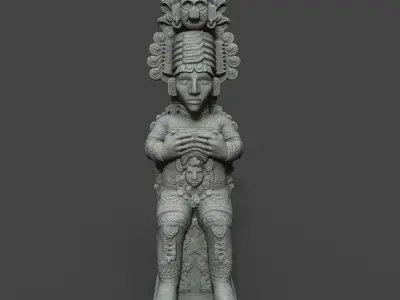 Mayan Inca Aztec Statue 220822 Low-poly 3D model