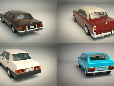 Low Poly Sedan Car Pack 01