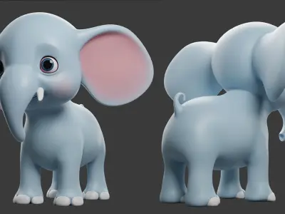 Elephant Toony  Low-poly 3D model