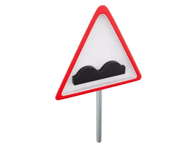 3d  Road sign Warning  Uneven road 3D model