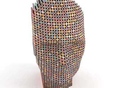 Pencils Head Sculpture 3D model