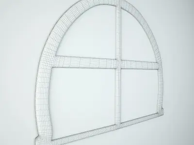 Vintage Arched Window Mirror 3D model