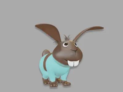 Bunny toon style 3 Low-poly 3D model