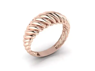 Twisted Gold Ring  Elegant Rope Style Band  3D print model