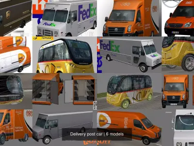 Delivery post car 3D Model Pack